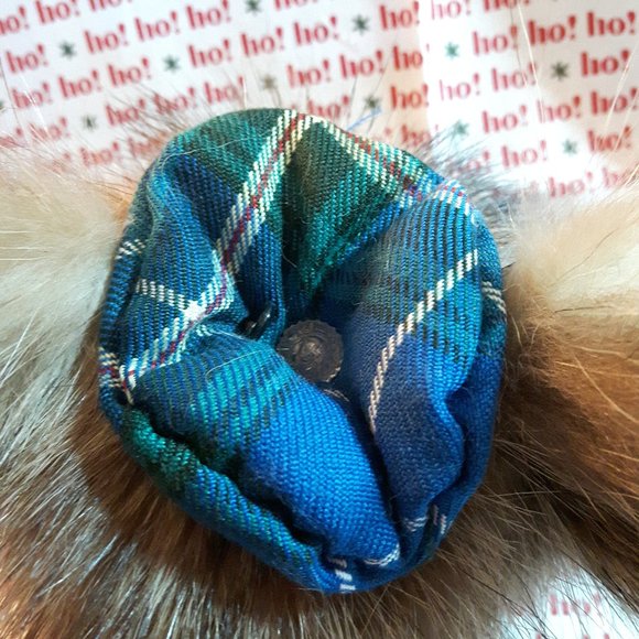 Tartan Teddy Bear Christmas Ornament - Genuine Fur - Coyote - Picture 4 of 6